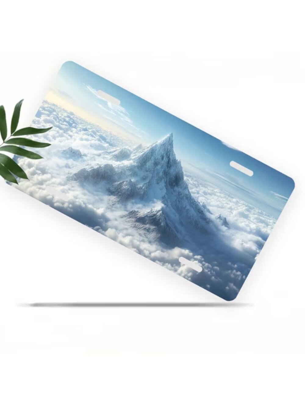 License Plate, Cloud Surrounded Peak Decorative Front,Personalized Stainless Ste